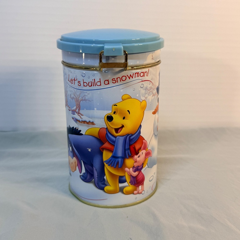 Disney Winnie the Pooh Snowman Winter Metal Canister Houston Harvest 1836FY05